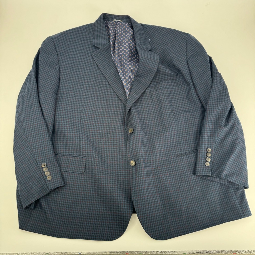 Oak Hill Men's 3XL PR 54 56PR Blue Plaid‎ Blazer Jacket Suit Sport Coat